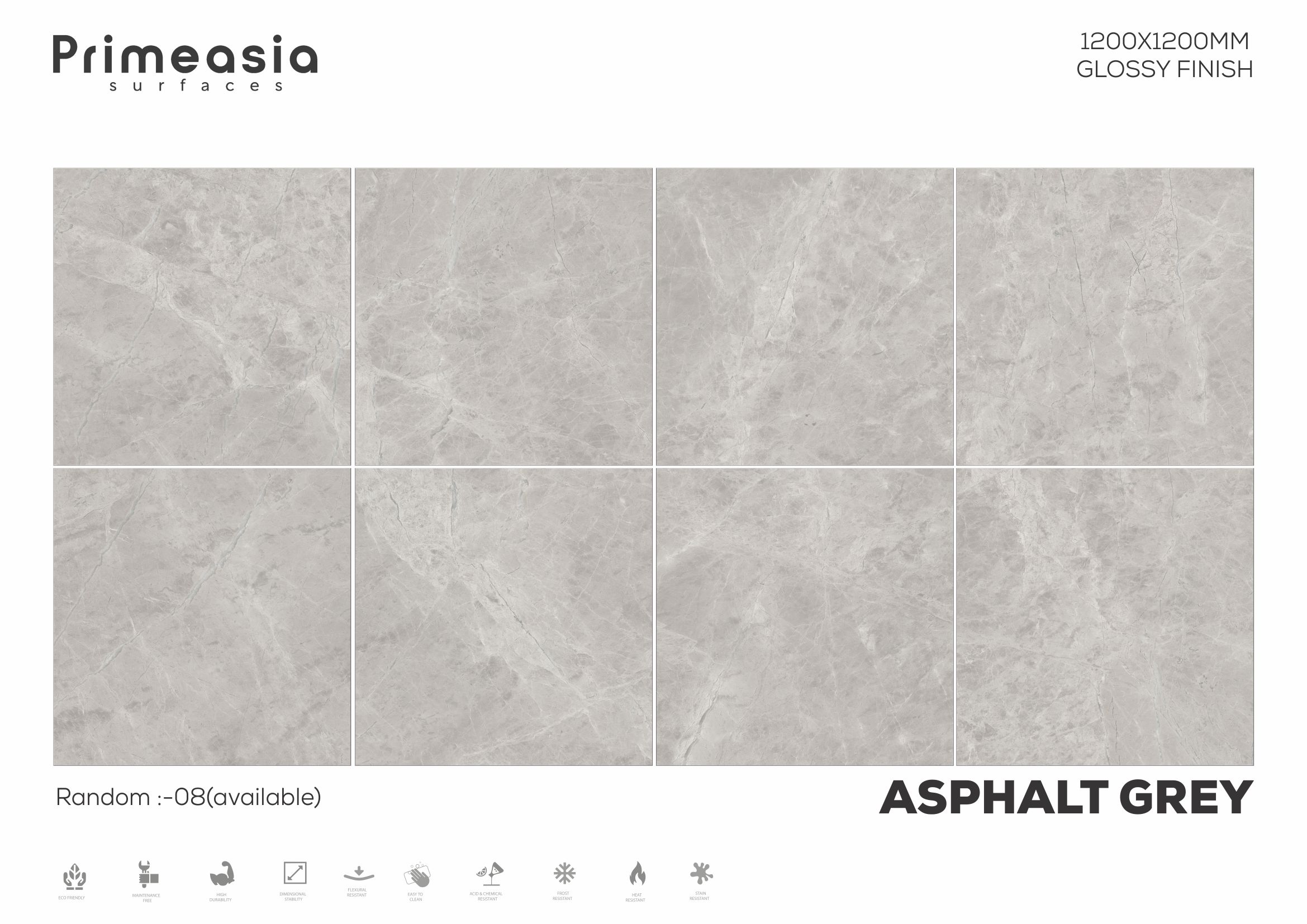 1200x1200 mm Asphalt Grey Glazed Polished Porcelain Tiles Manufacturer in India