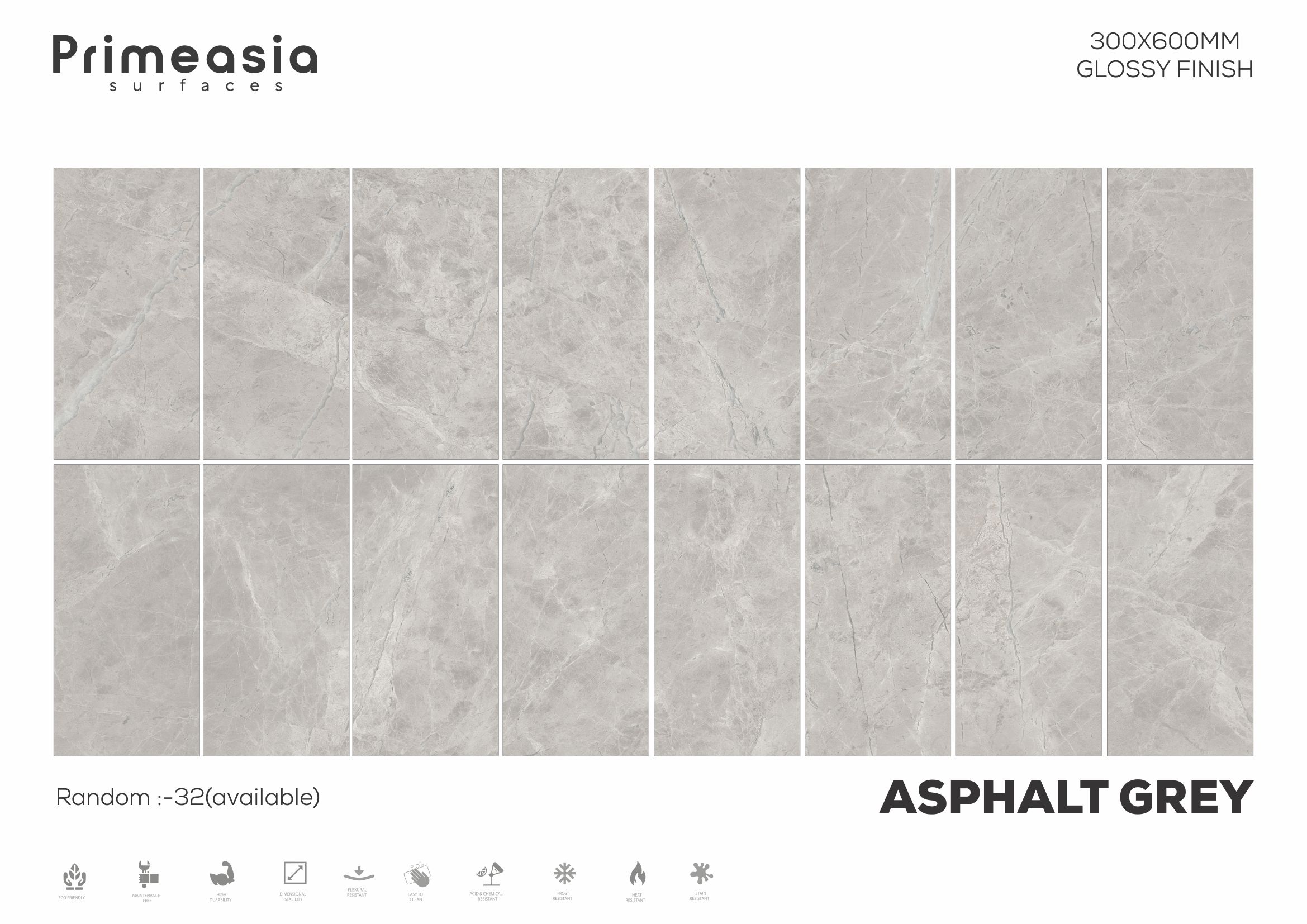 300x600 MM Asphalt Grey Glazed Polished Porcelain Tiles Manufacturer in India