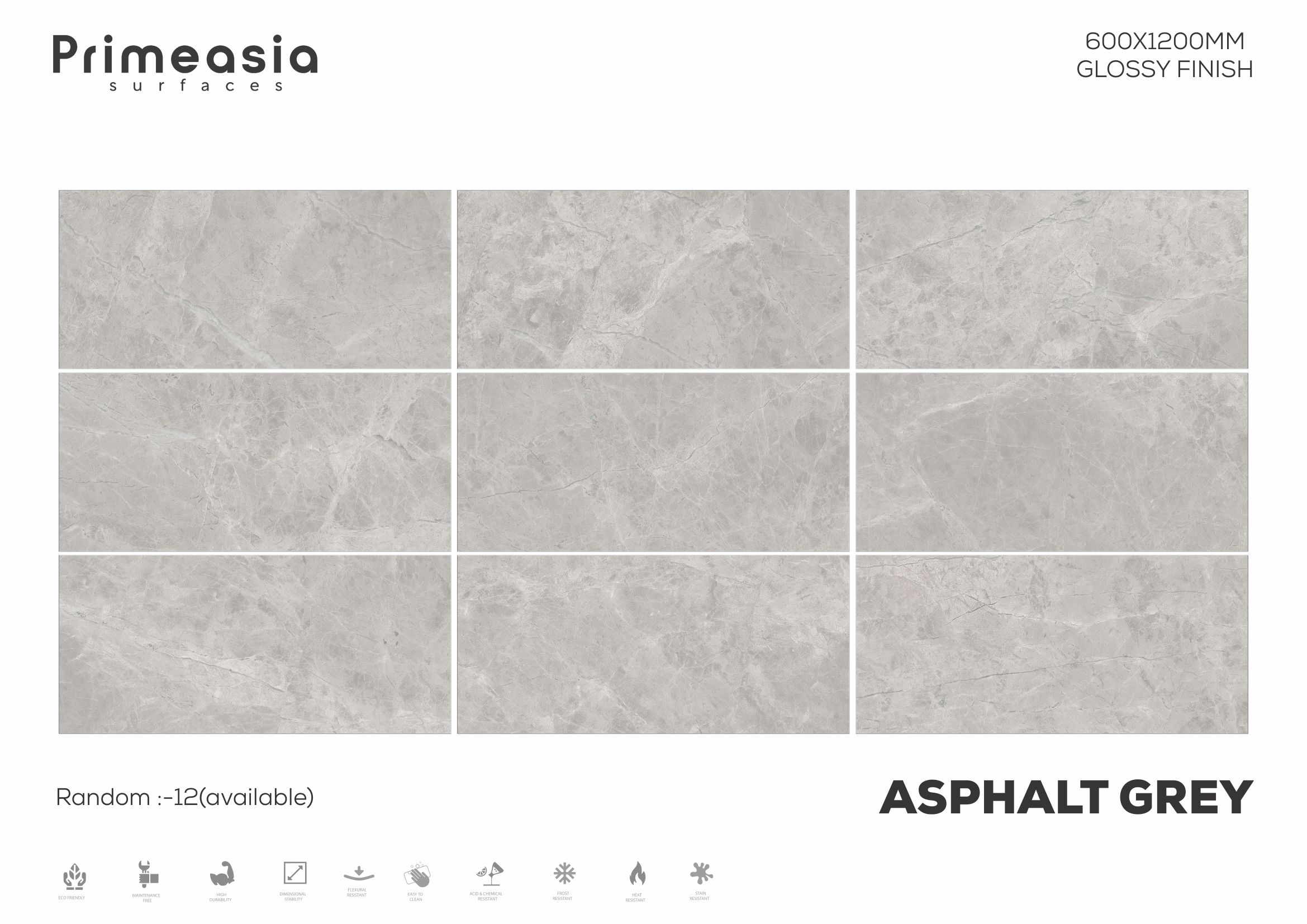 600x1200 MM Asphalt Grey Glazed Polished Porcelain Tiles Manufacturer in India