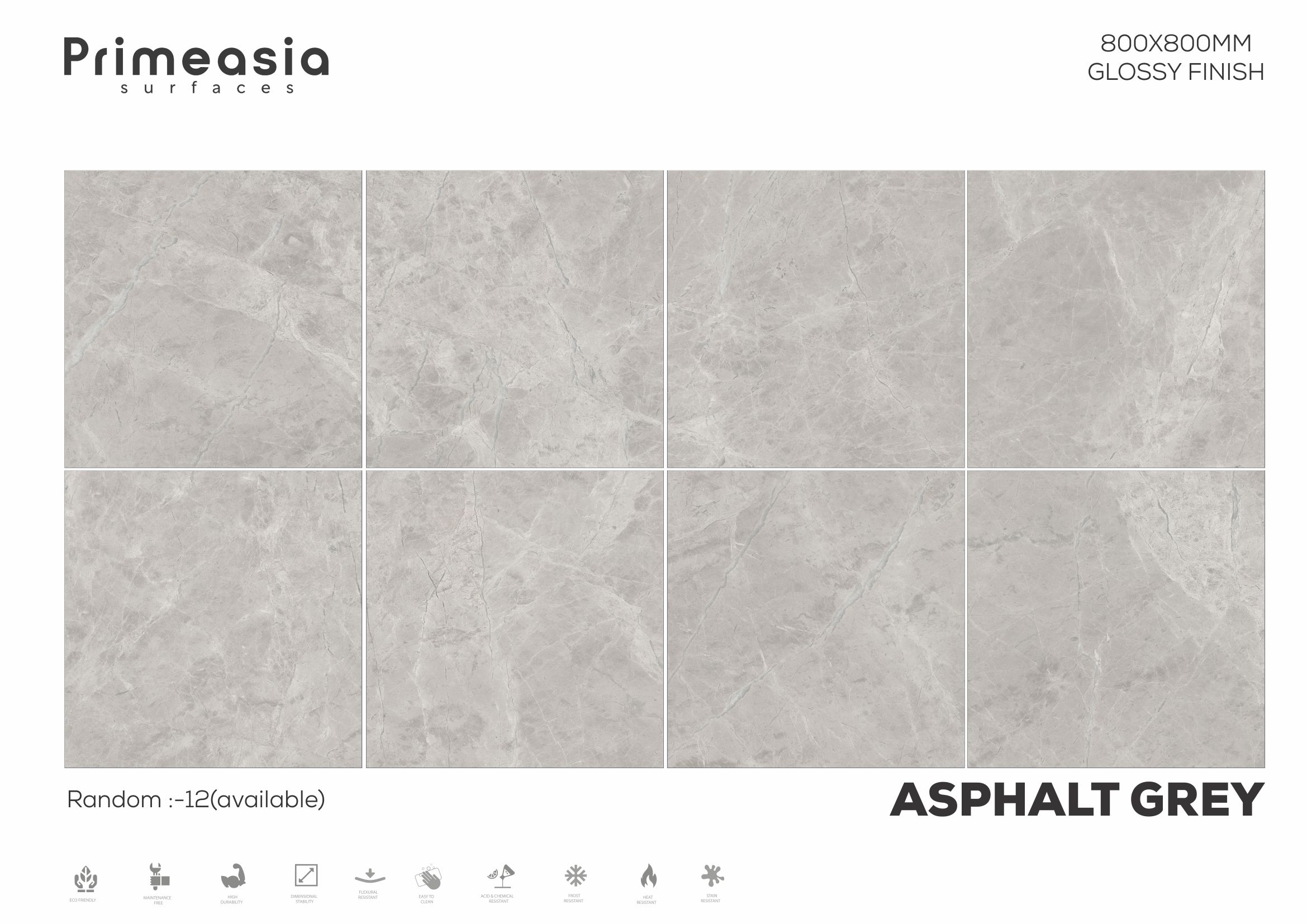 800x800 MM Asphalt Grey Glazed Polished Porcelain Tiles Manufacturer in India