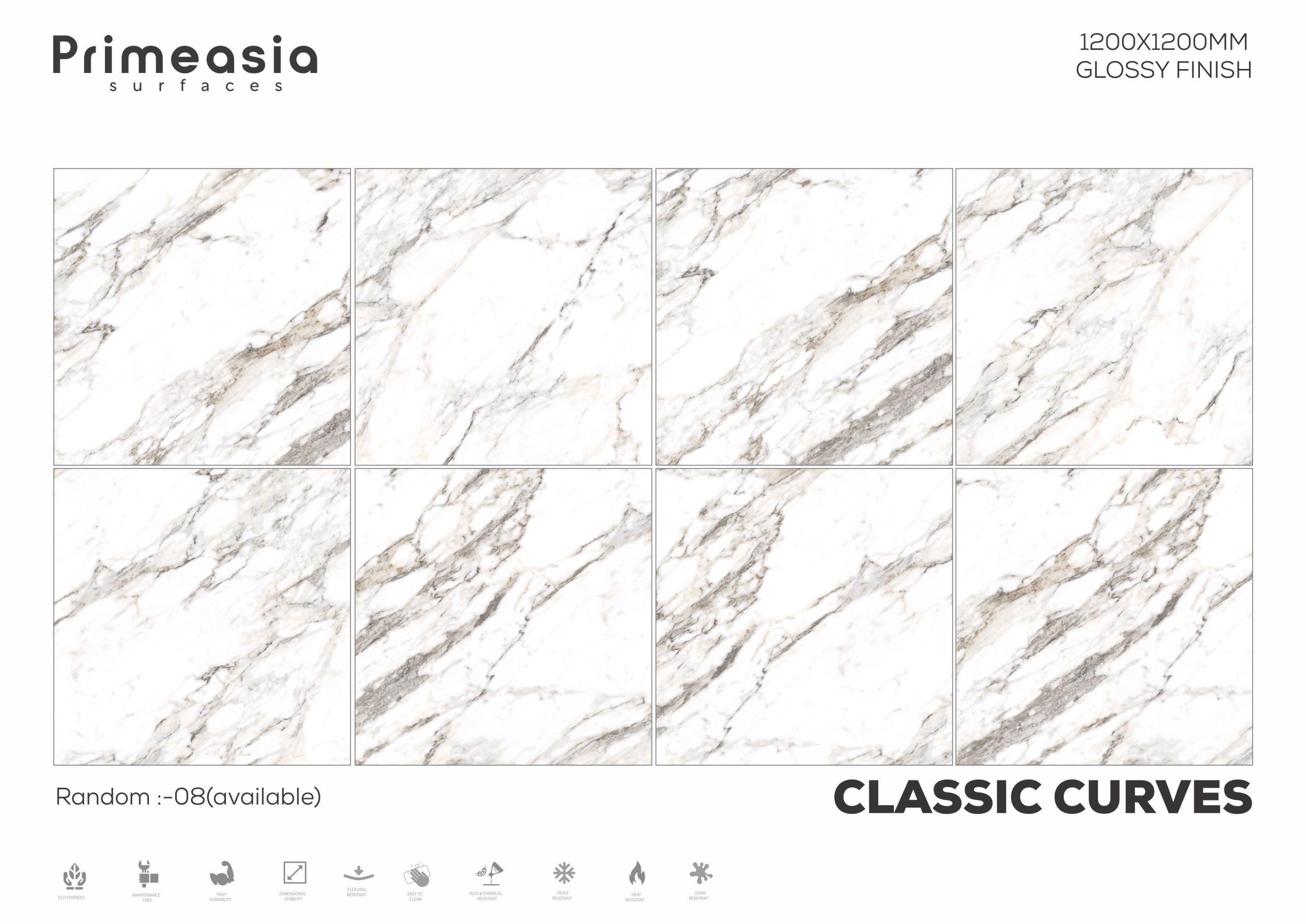 1200X1200 MM CLASSIC CURVES Glazed Polished Porcelain Tiles Manufacturer in India