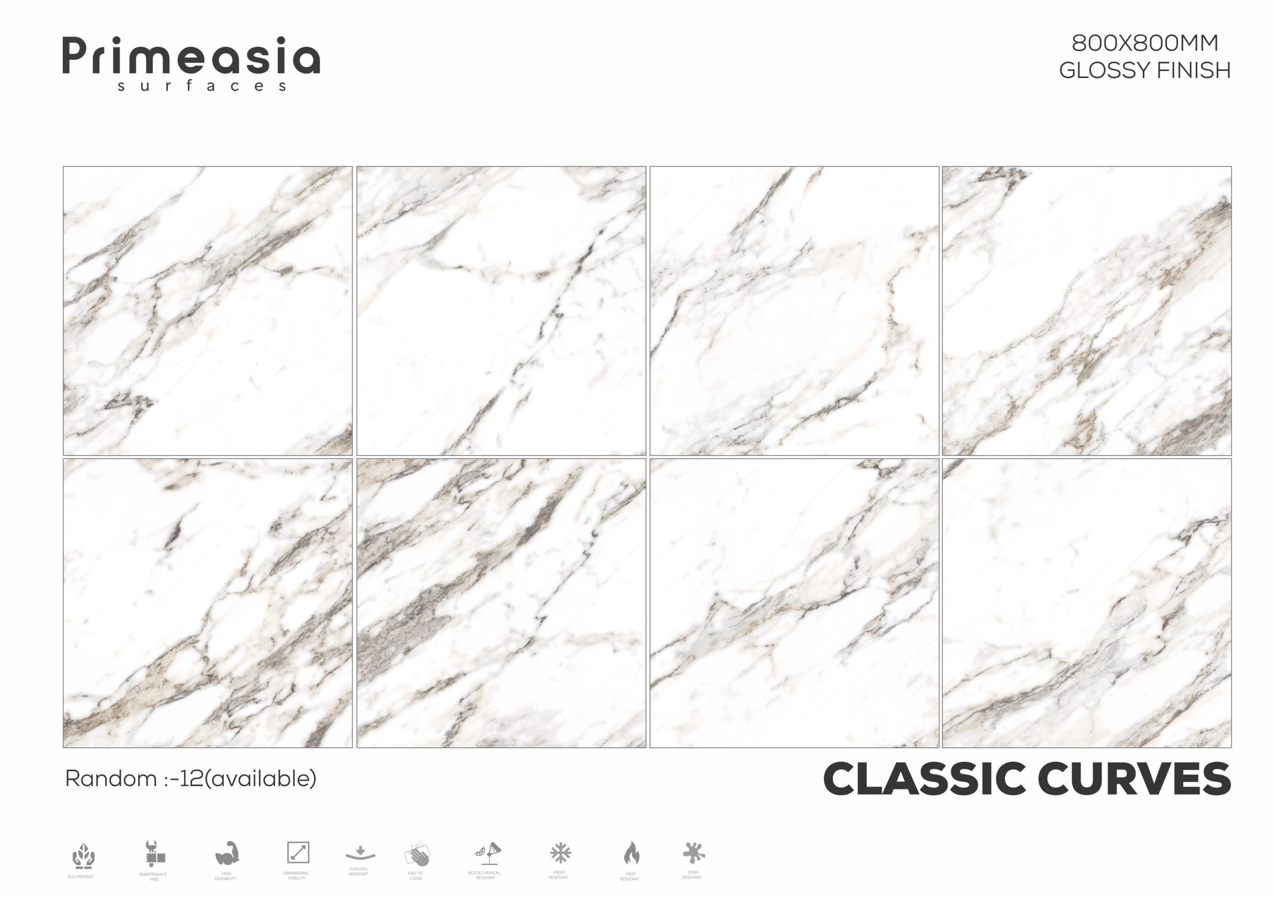 800X800 MM CLASSIC CURVES Glazed Polished Porcelain Tiles Manufacturer in India