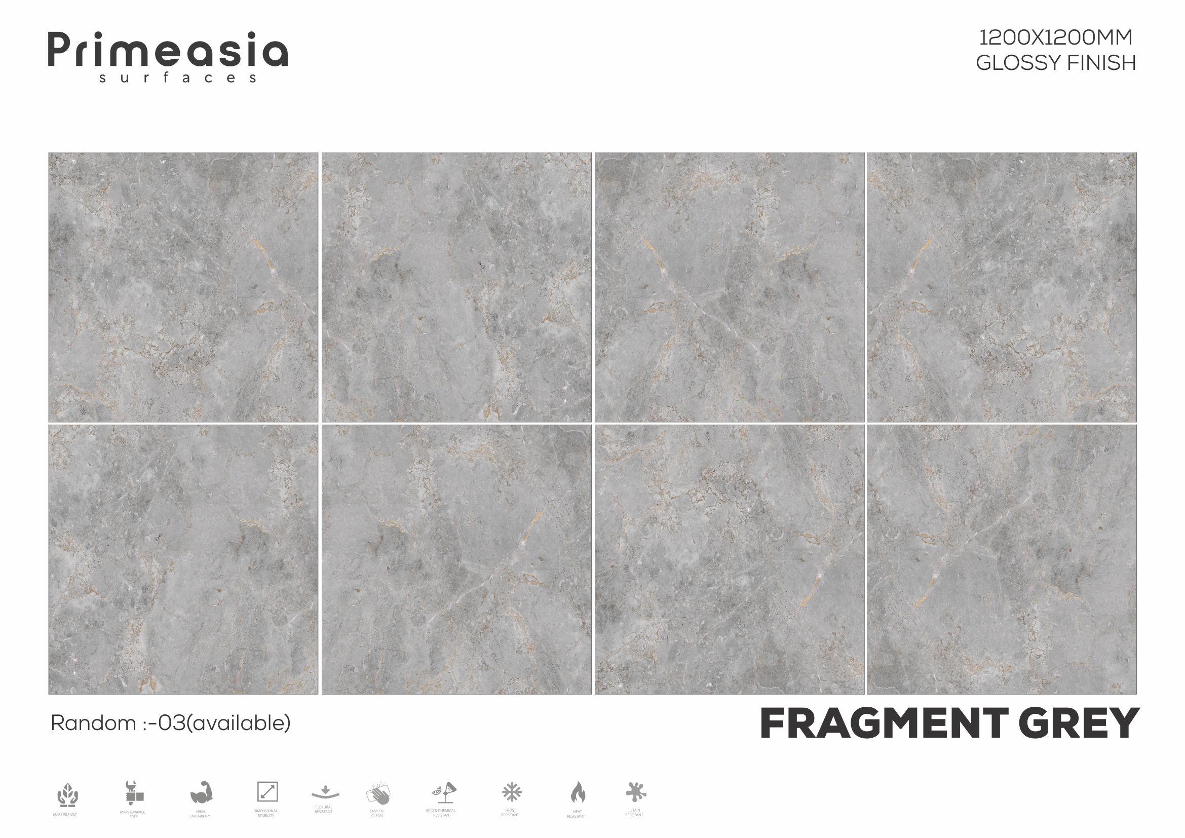 1200x1200 MM Fragment Grey Glazed Polished Porcelain Tiles Manufacturer in India