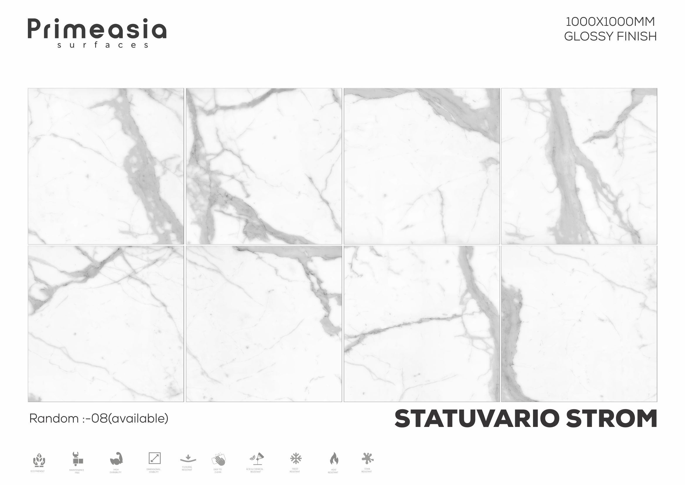 1000x1000 MM Statuvario Strom Glazed Polished Porcelain Tiles Manufacturer in India