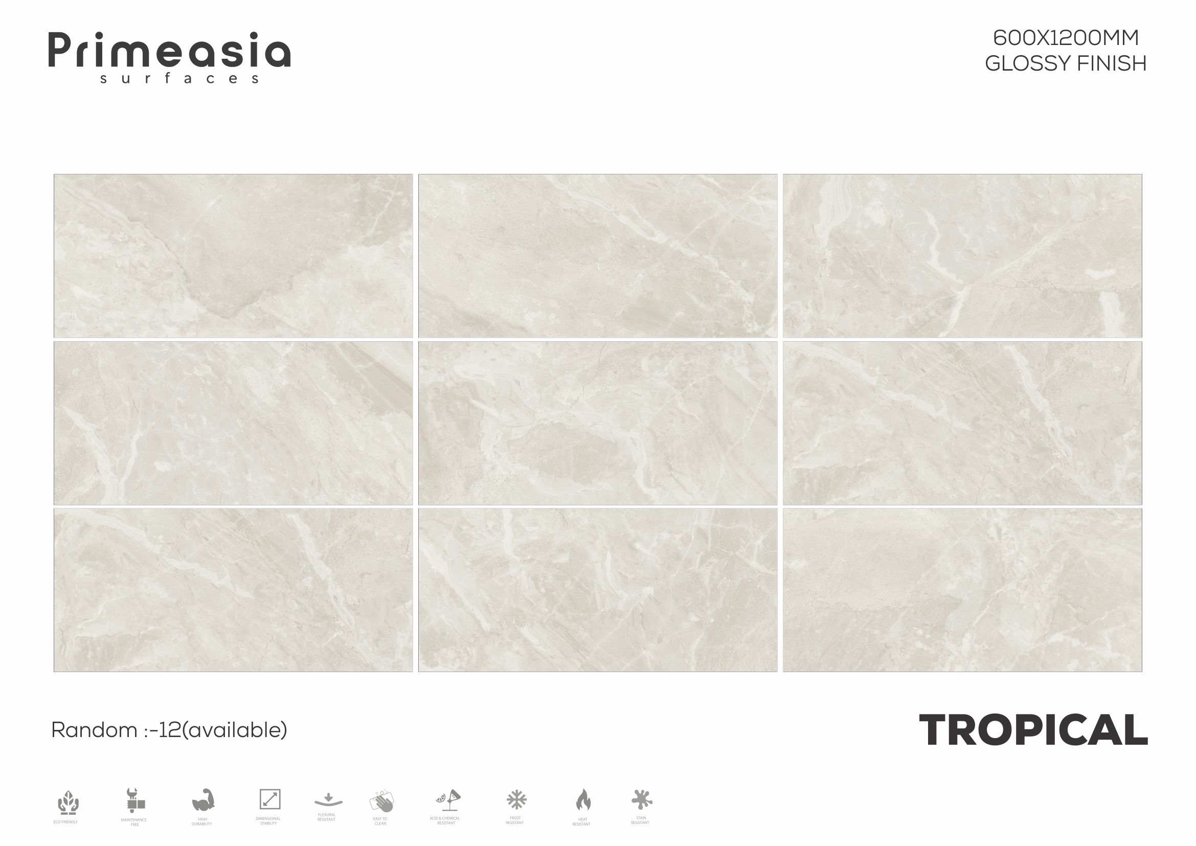 600x1200 MM TROPICAL Glazed Polished Porcelain Tiles Manufacturer in India