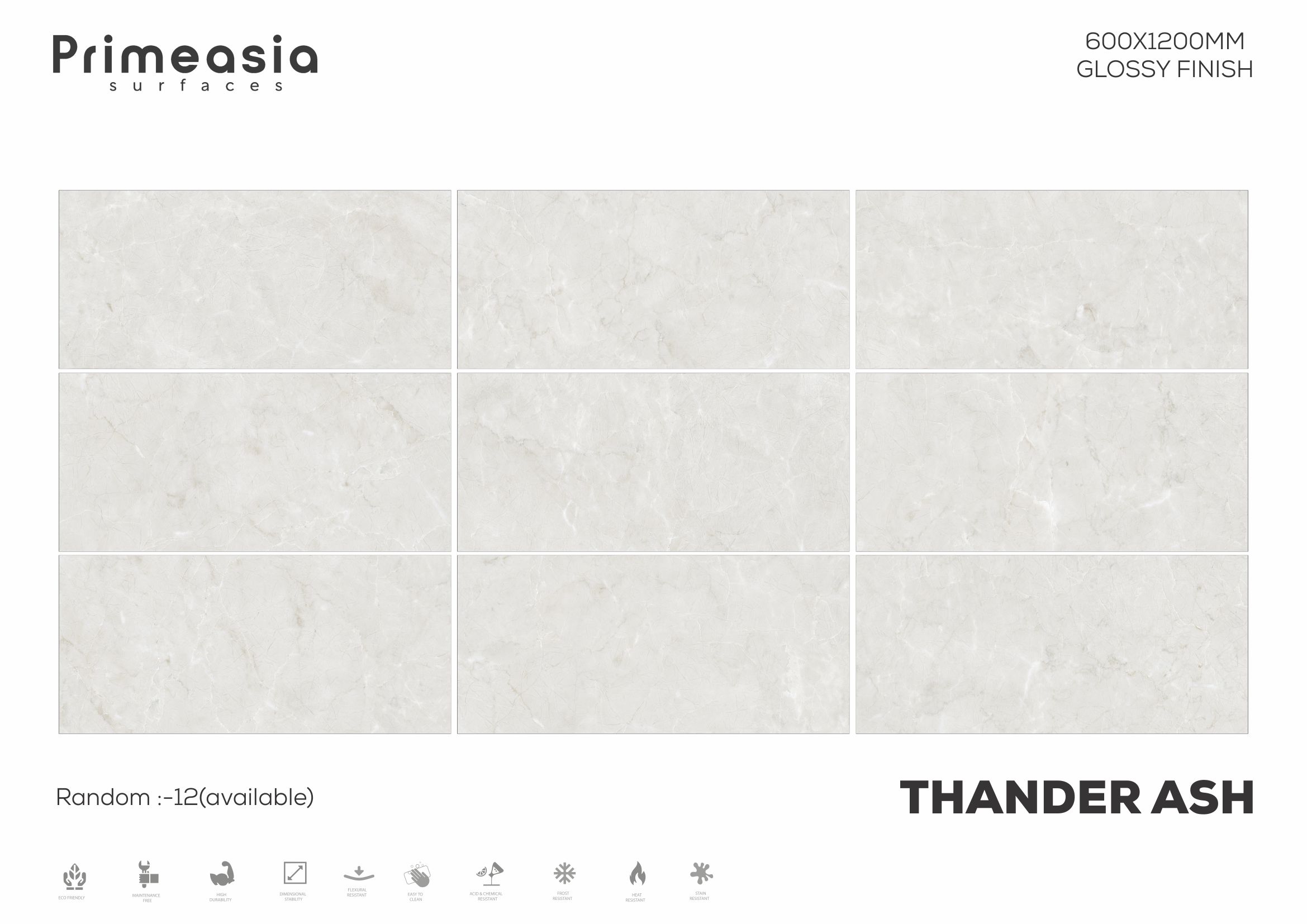 600x1200 MM Thander Ash Glazed Polished Porcelain Tiles Exporter from India