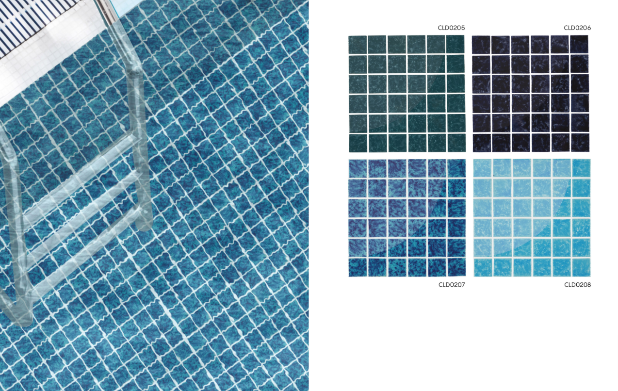 Swimming Pool: Cloudy Mosaic Tiles