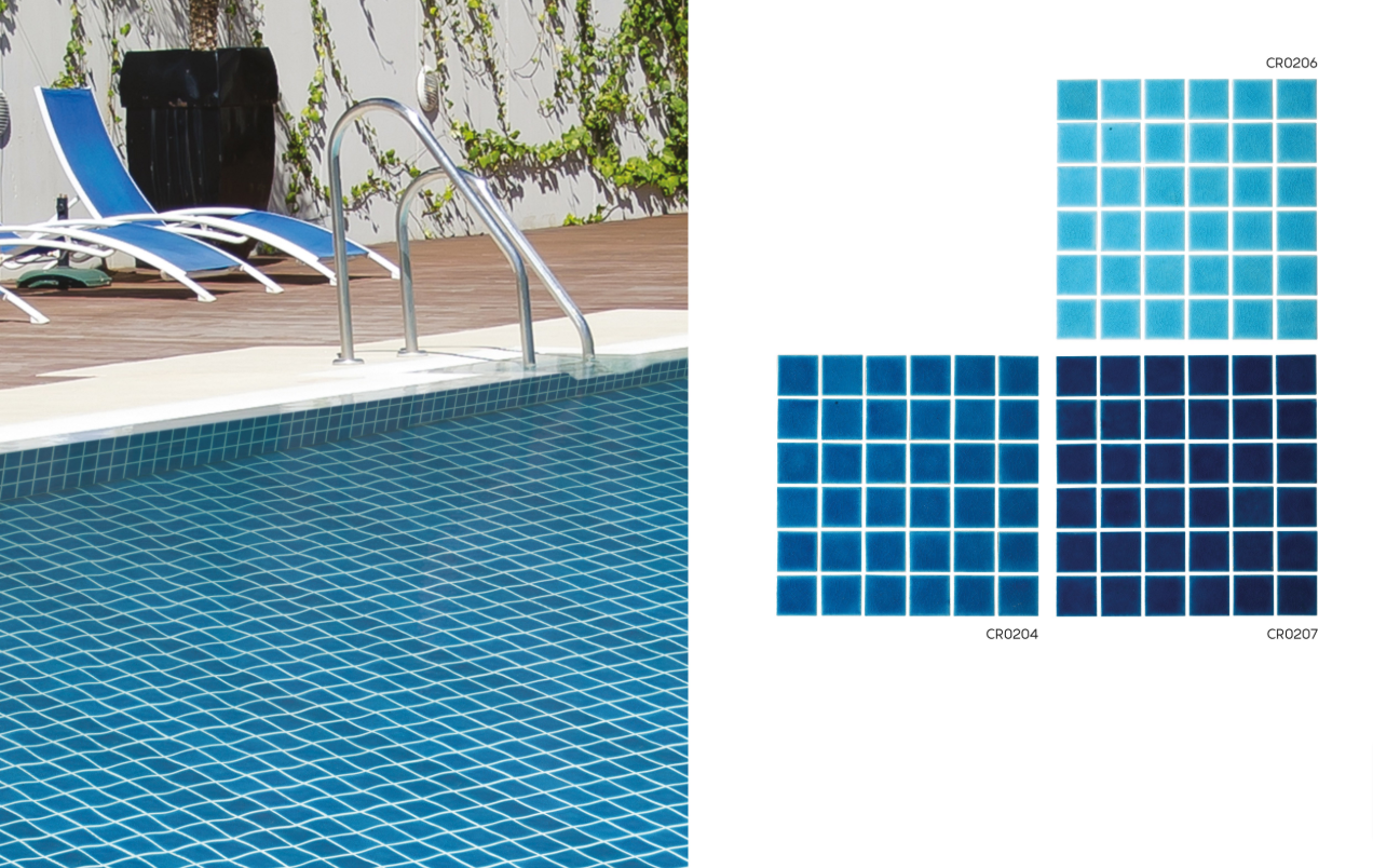 Swimming Pool: Crackle Mosaic Tiles