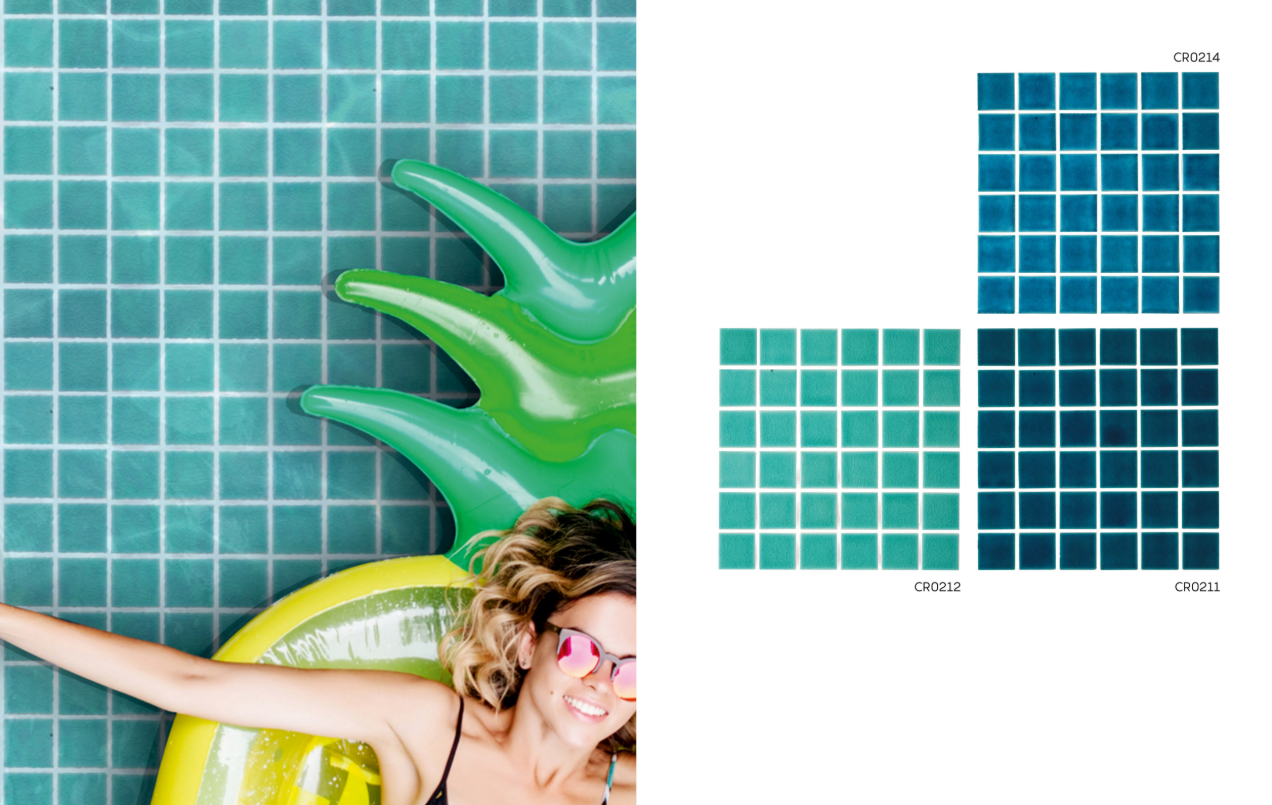 Swimming Pool: Crackle Mosaic Tiles