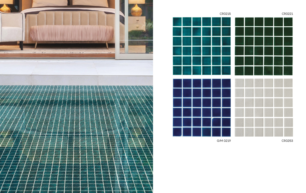 Swimming Pool: Crackle Mosaic Tiles