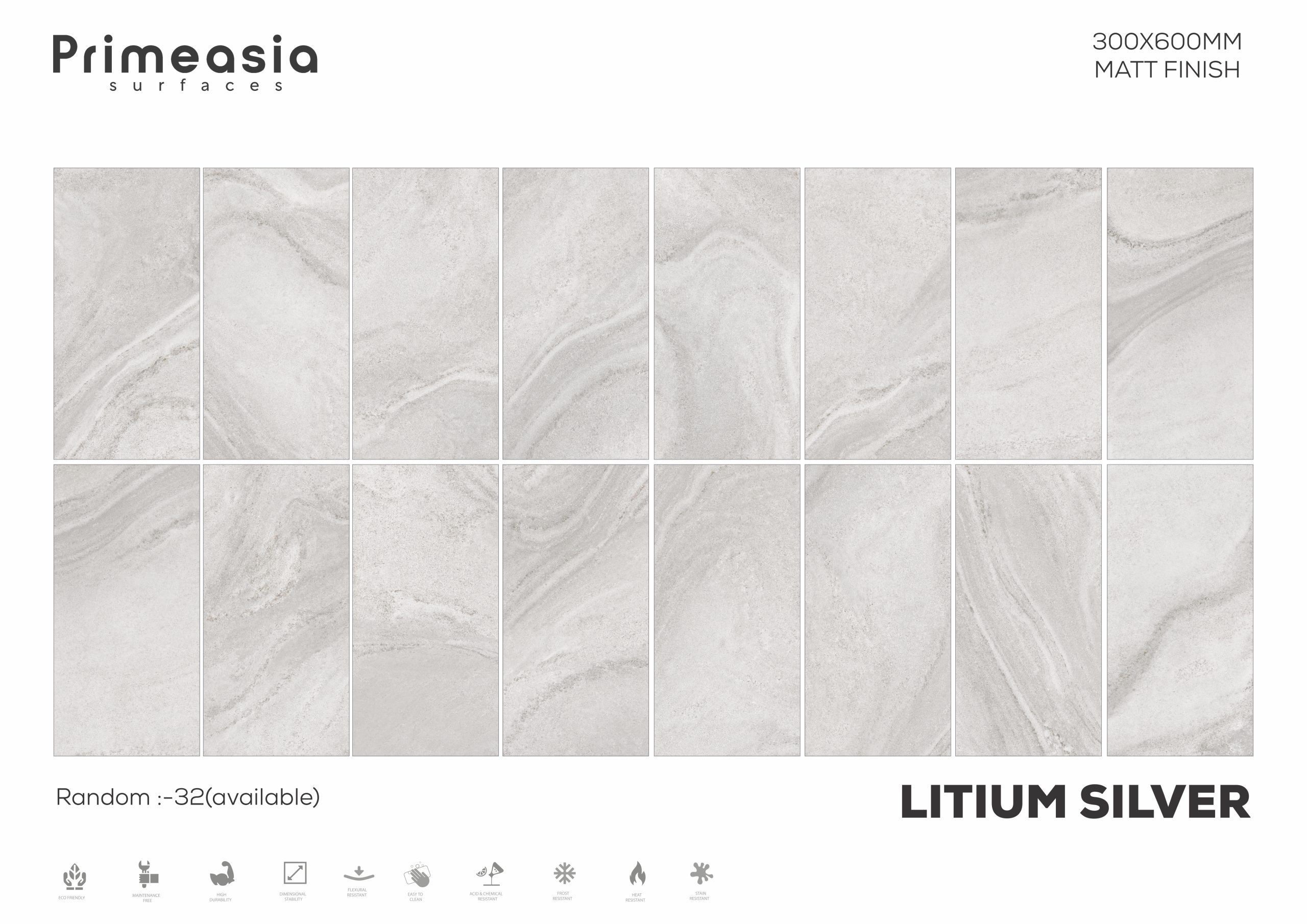 300X600 Litium Silver Marble Tiles Store in India