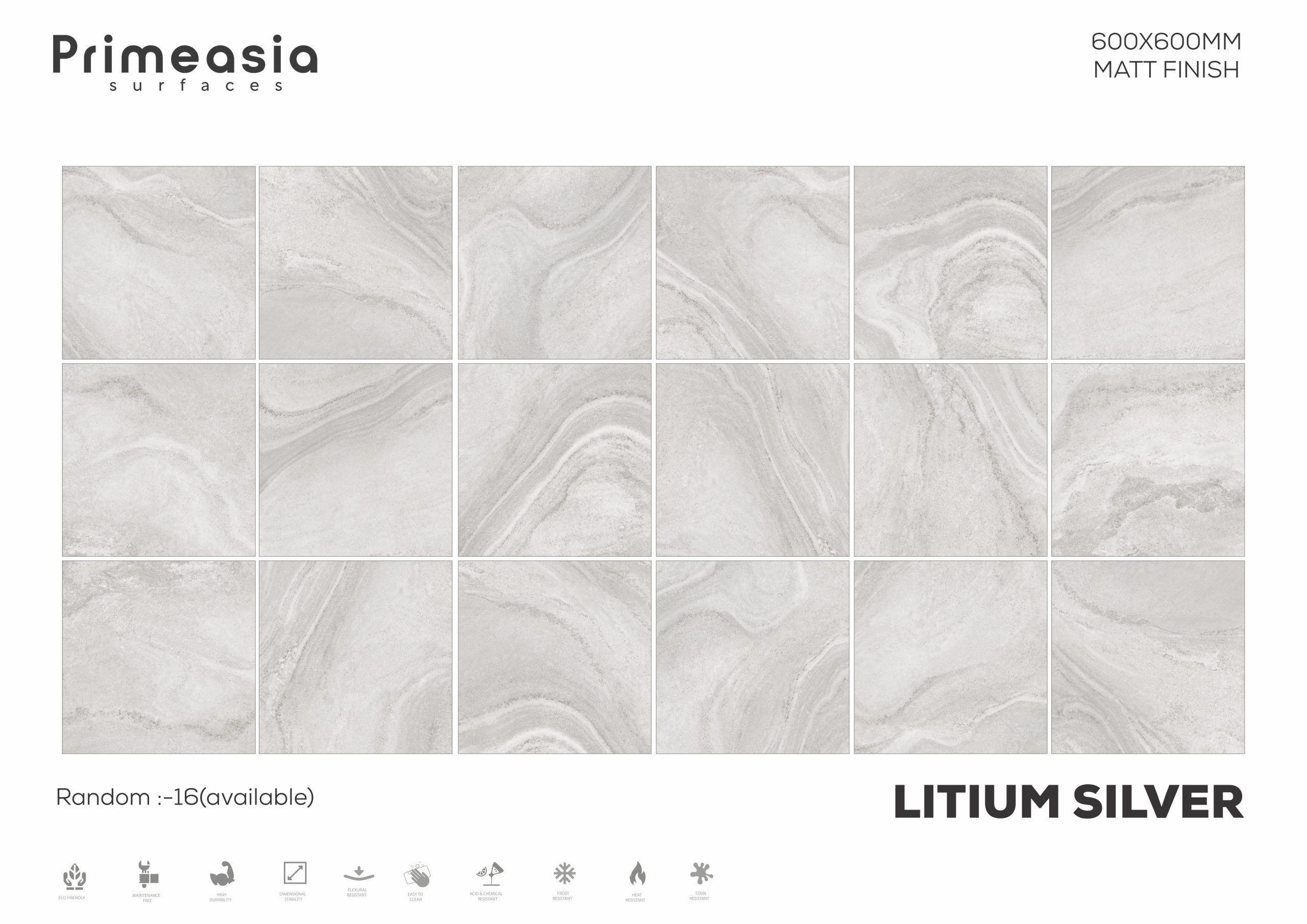 600X600 Litium Silver Marble Tiles Store in India