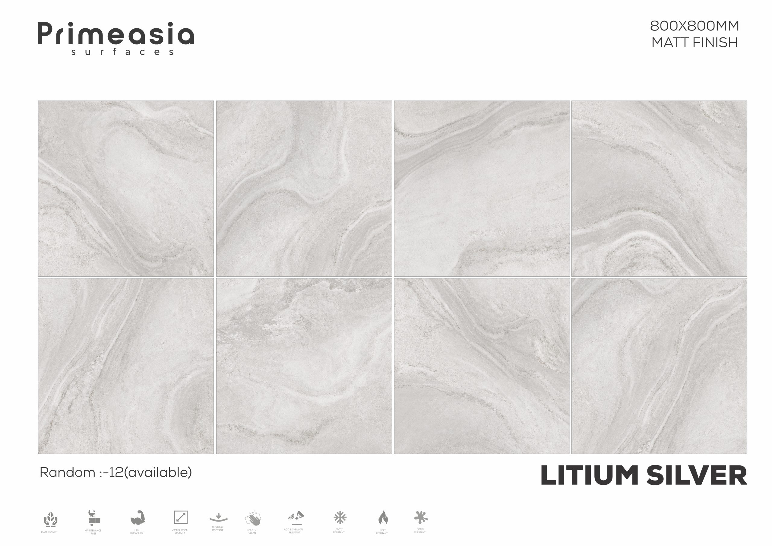 800X800 Litium Silver Marble Tiles Store in India