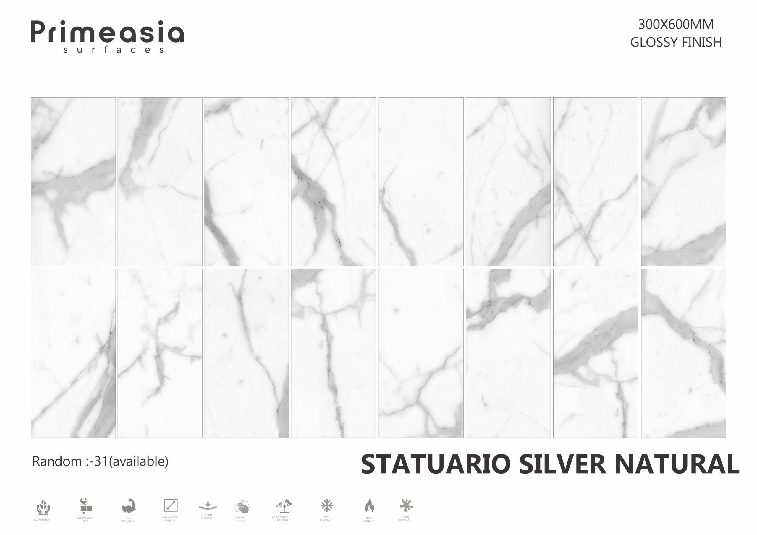 STATUARIO SILVER NATURAL_300X600 ceramics glazed porcelain tiles store in India